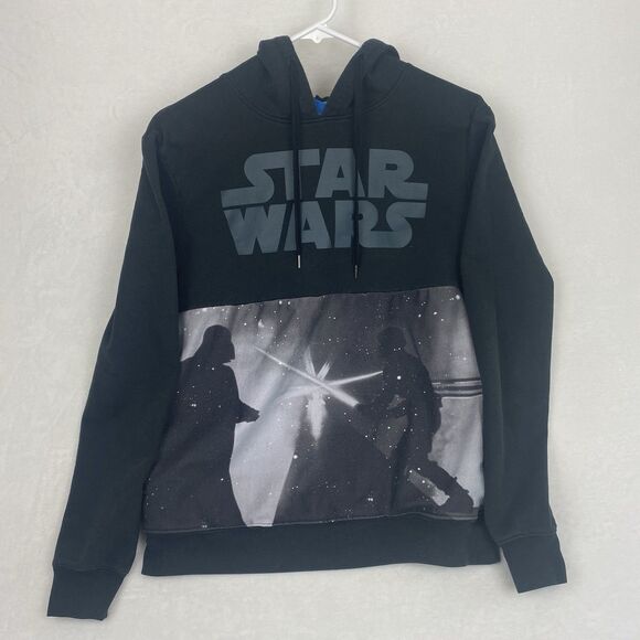 Star Wars Over Darth Vader Graphic Sweater Mens M Black Hoodie Sweatshirt - Picture 1 of 9
